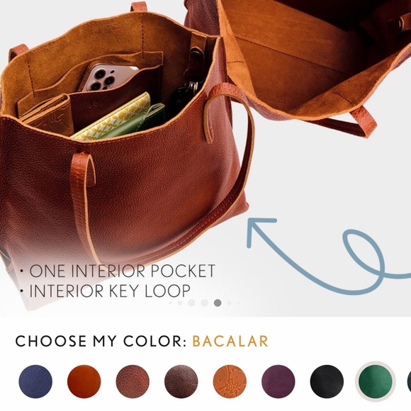 Portland Leather Bacalar Green Medium Tote Bag - Picture 10 of 13